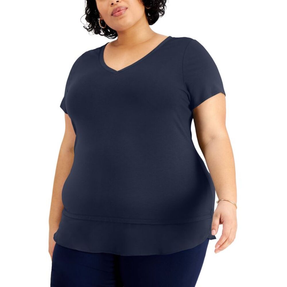 JM Collection Plus Size Layered Hem Top